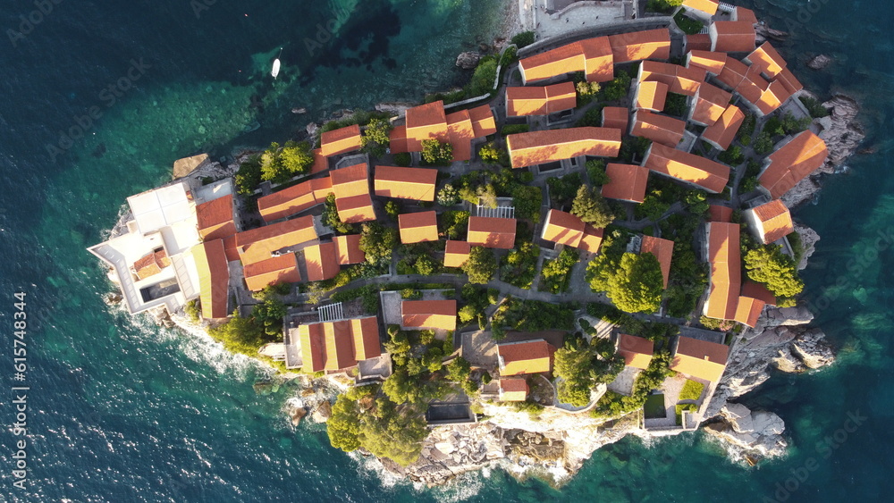 Sveti Stefan, Montenegro. Aerial view.