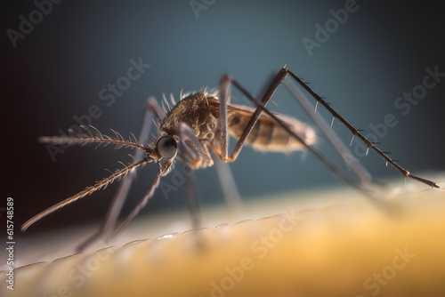 Mosquito on Skin. Generative AI © PIRMYN