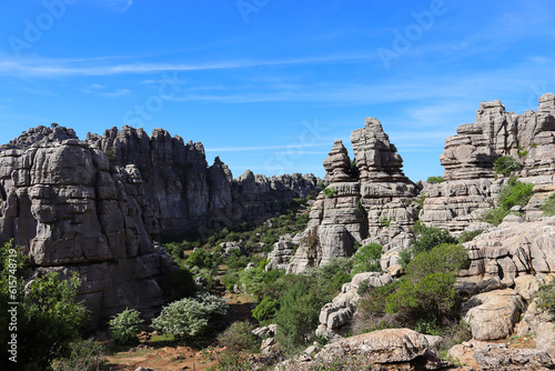 One of the most impressive karst landscapes in Europe, mountain range El Torcal de Antequera, Province Malaga, Spain photo