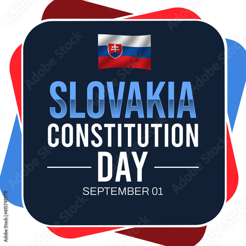 Slovakia Constitution Day background with waving flag and typography under it. September 1st is constitution day of Slovakia  backdrop