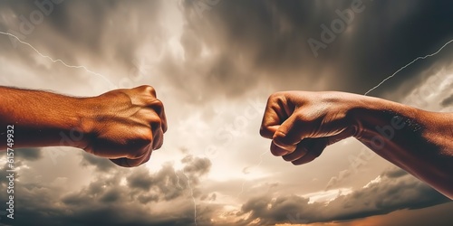 Two fists collide, embodying the intense struggle and unyielding tension of a battle © Joaquin Corbalan