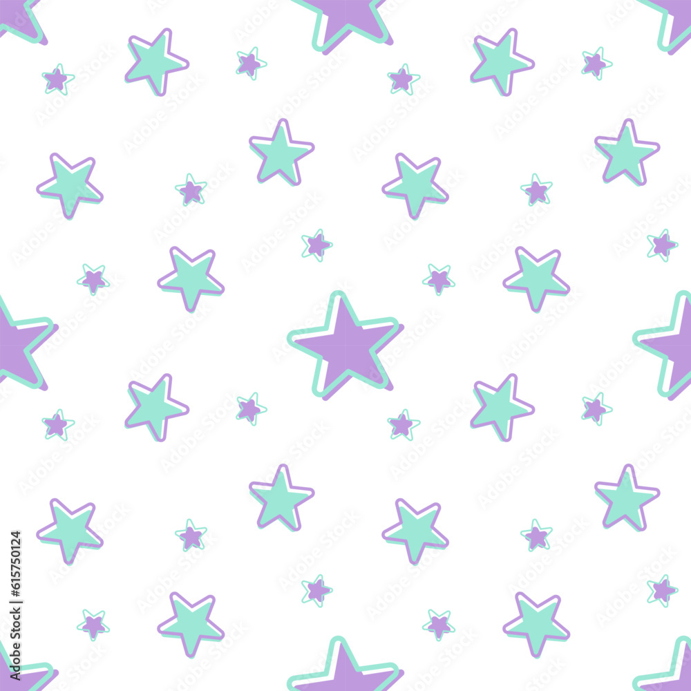 Vector. seamless pattern. pastel purple and green stars on white background for wrapping paper, scrapbook elements, fashion fabric texture, pajama textile design, wallpaper. Vector. seamless pattern. pastel purple and green stars on white background for wrapping paper, scrapbook elements, fashion fabric texture, pajama textile design, wallpaper.