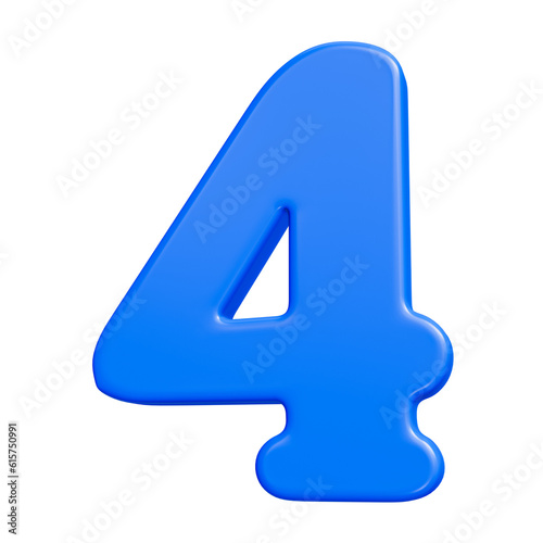 Blue 3d number 4