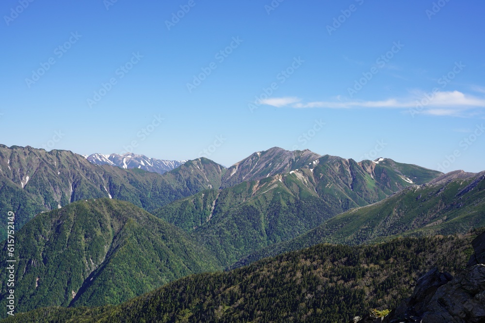 Naklejka premium 北アルプス 蝶ヶ岳から望む大天井岳