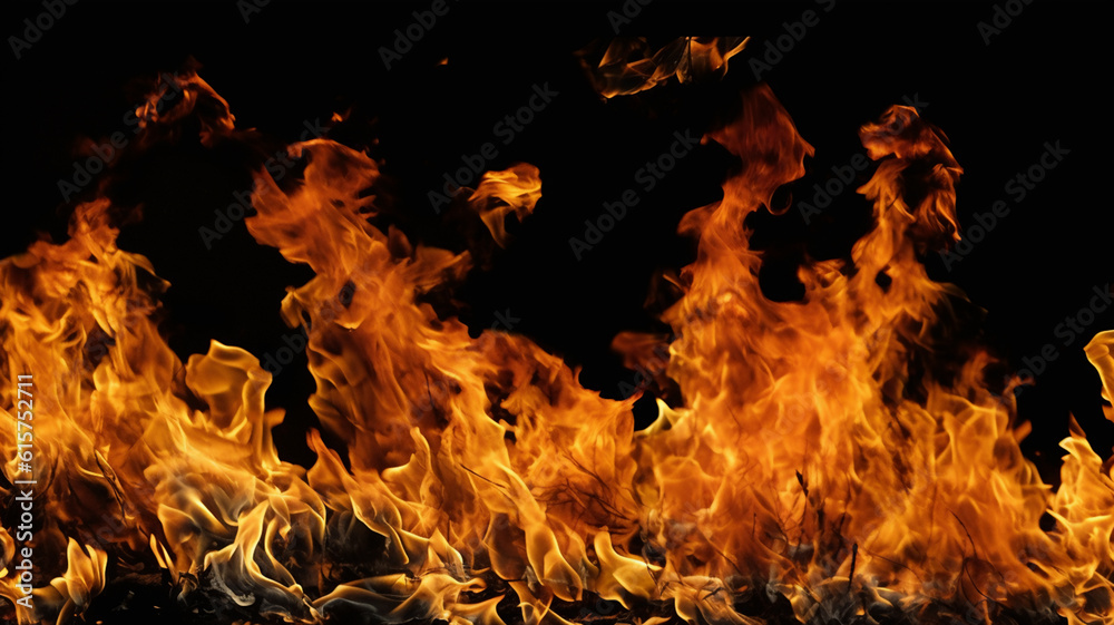Fototapeta premium Fire flames on black background.