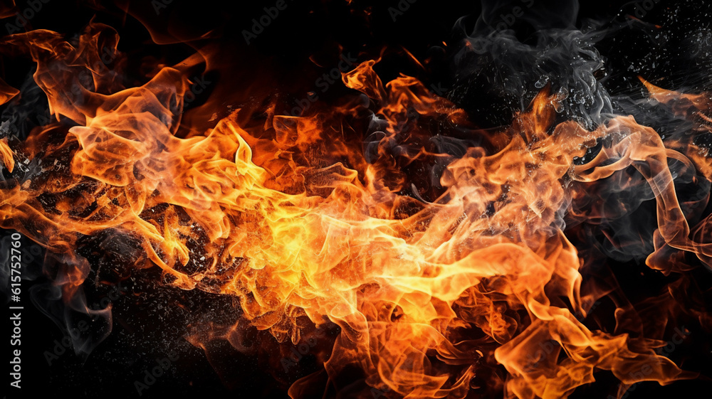 Fire flames on black background. Fire flames on black background.