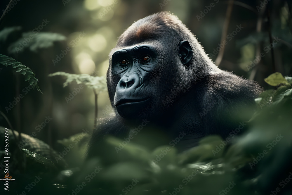 Obraz premium Gorillas: Guardians of the Tropical Forests. Generative AI