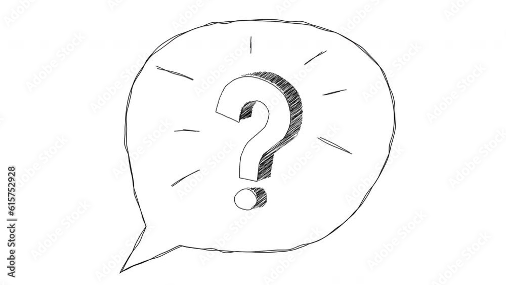 Hand drawn doodle question mark. Concept of confusion and question or solution. Isolated white background. Alpha channel