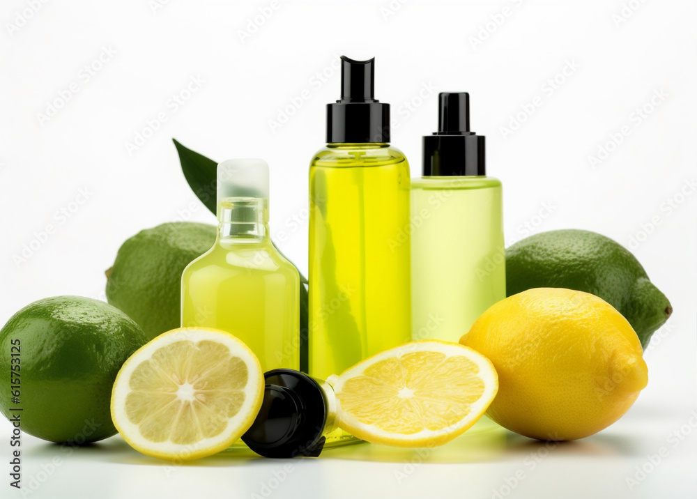 organic treatment lemon skincare bottle spa body natural oil lime. Generative AI. organic treatment lemon skincare bottle spa body natural oil lime. Generative AI.