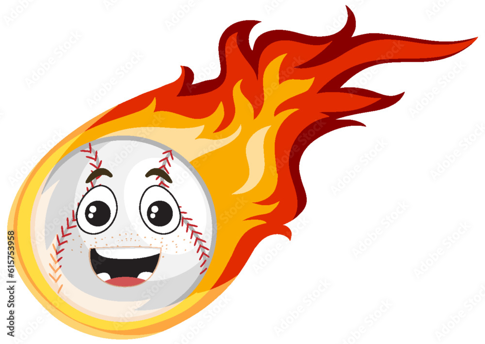Baseball Cartoon Character with Fire Baseball Cartoon Character with Fire