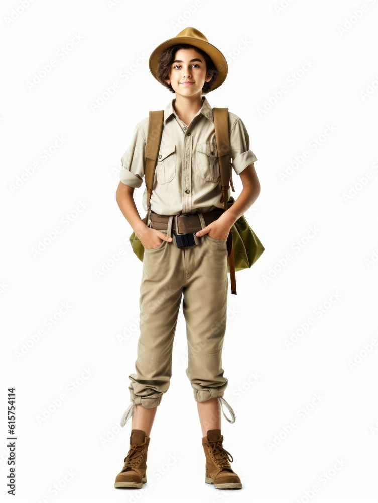 Portrait of a happy young teenager explorer ready for an adventure Generative AI Illustration Portrait of a happy young teenager explorer ready for an adventure Generative AI Illustration