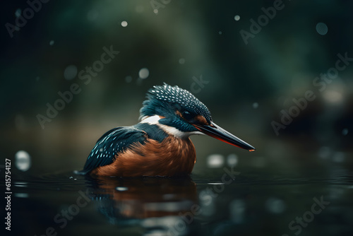 Kingfishers in Freshwater. Generative AI © PIRMYN