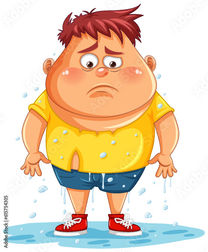 Sad Man Messing Up with Wet Water