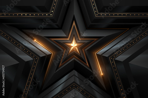 Abstract black and gold star shape background