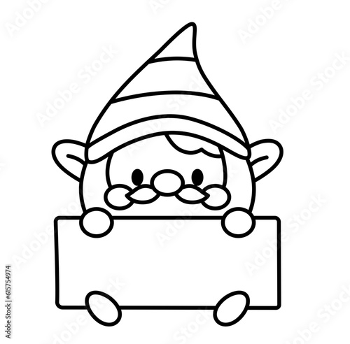 Cute kawaii gnome garden cartoon outline icon
