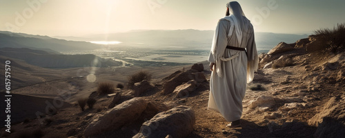 Fotografie, Tablou Jesus Christ is in prayer, walking through the desert to preach