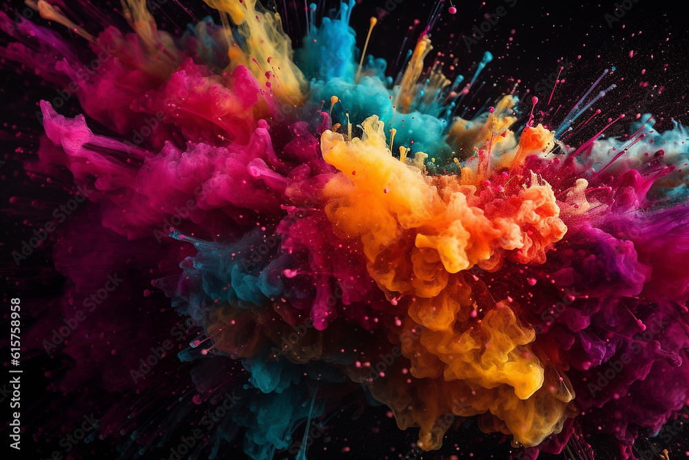 colour explosion, colour splash, vibrant colour. abstract background. gennerated ai