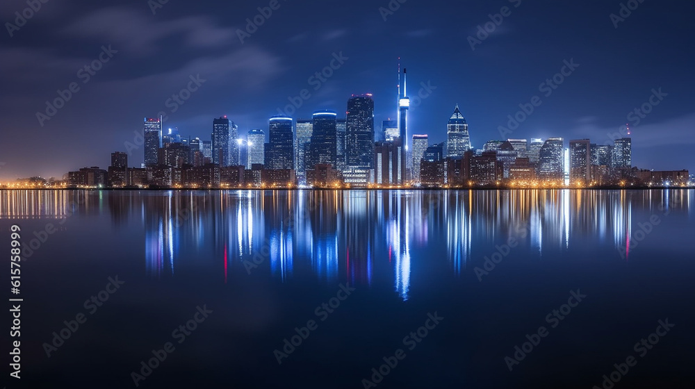 city skyline at night, downtown. generated ai city skyline at night, downtown. generated ai