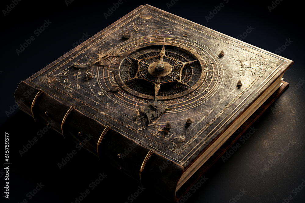 An image of an open mystical grimoire, featuring cryptic symbols and ...