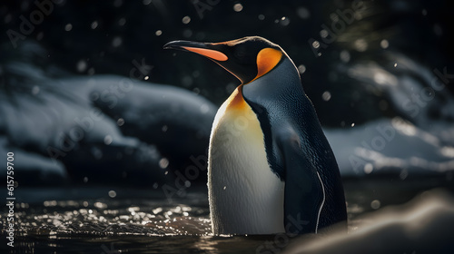 King Penguins in the Snowy Kingdom  Generative AI