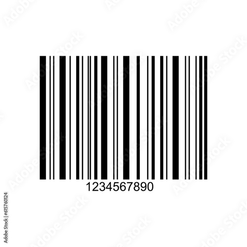 Bar code label template isolated on white background. Barcode icon. Visual data representation with product information. Vector graphic illustration