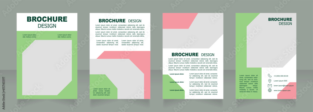 Floral shop goods and service for gardeners blank brochure design. Template set with copy space for text. Premade corporate reports collection. Editable 4 paper pages. Arial font used
