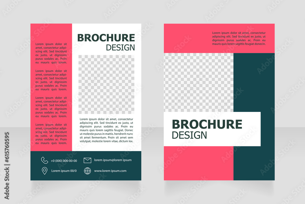Designer service contact info blank brochure design. Template set with copy space for text. Premade corporate reports collection. Editable 2 paper pages. Tahoma, Myriad Pro fonts used