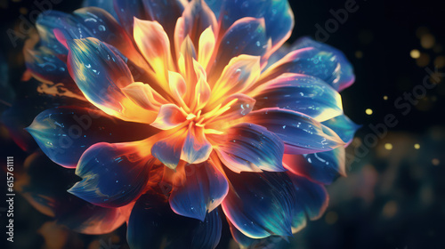 Glowing flowers: the image shows blossoms with bioluminescent petals or patterns that shine softly. The flowers have an enchanting and mystical quality, creating a captivating scenery AI Generative