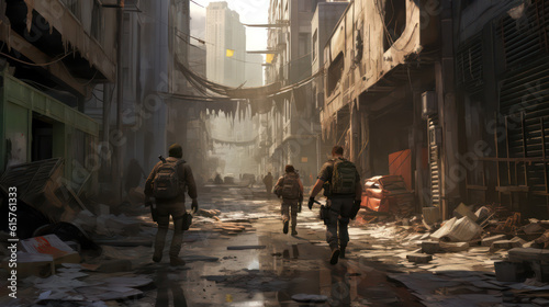 A Fight for Freedom Description: Rebels defend their city from a military force in this urban guerrilla warfare scene. They use ruins, barricades, and tactics to resist AI Generative