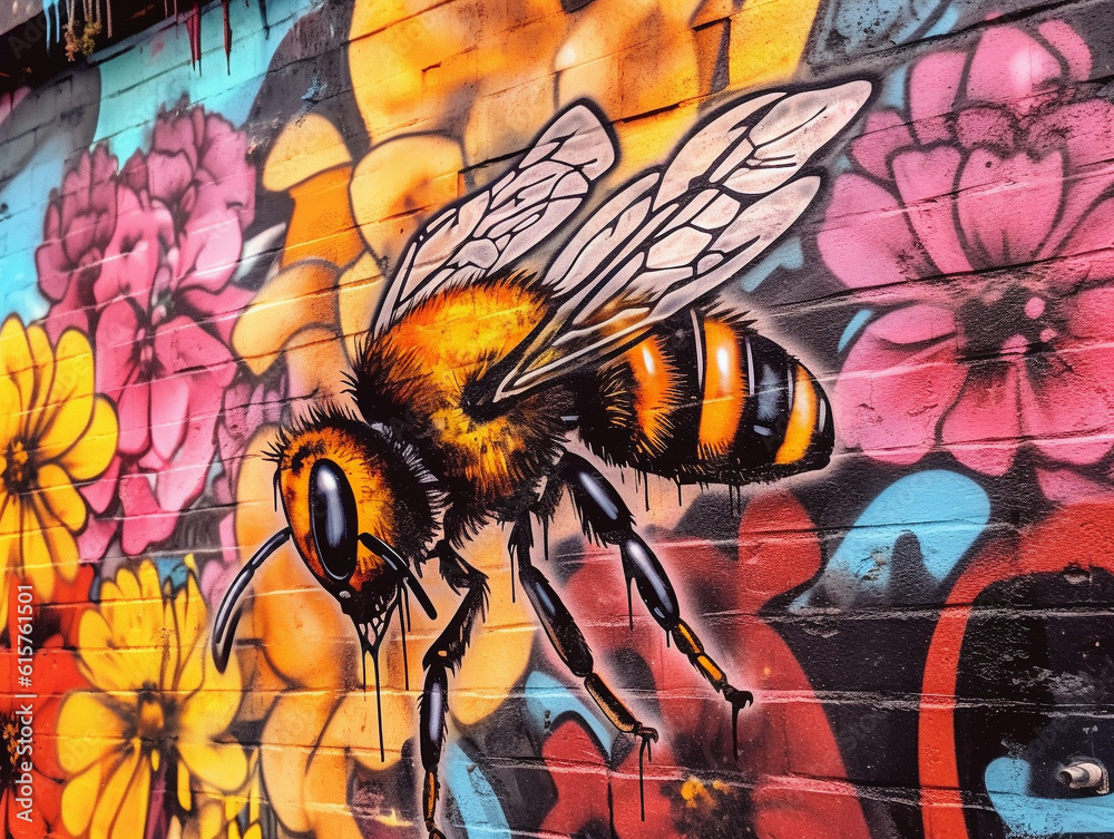 Fototapeta premium Street Art Graffiti of a Bee | Generative AI