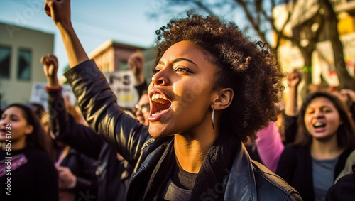 Black lives matter activist movement protesting against racism and fighting for equality Demonstrators from different cultures and race protest on street for justice and equal rights