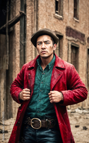 photo portrait of survive army people at apocalypse city, generative AI