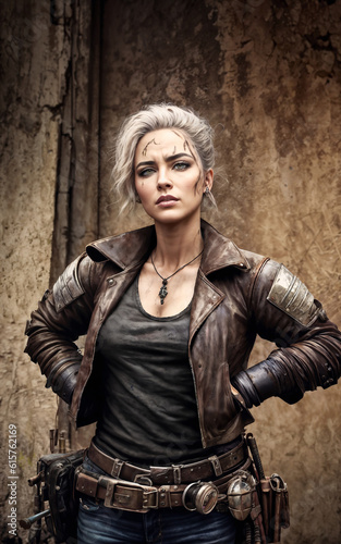 photo portrait of survive army people at apocalypse city, generative AI