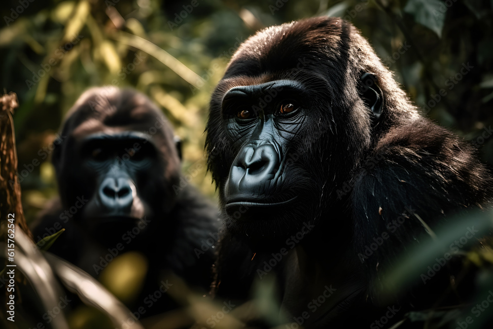Gorillas in their Natural Habitat. Generative AI