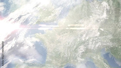 Zoom in from space and focus on Massy, France. 3D Animation. Background for travel intro. Elements of this image furnished by NASA