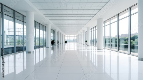 Generative ai illustration of minimalist spacious office hall