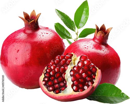 pomegranate on a transparent background, Generative AI image