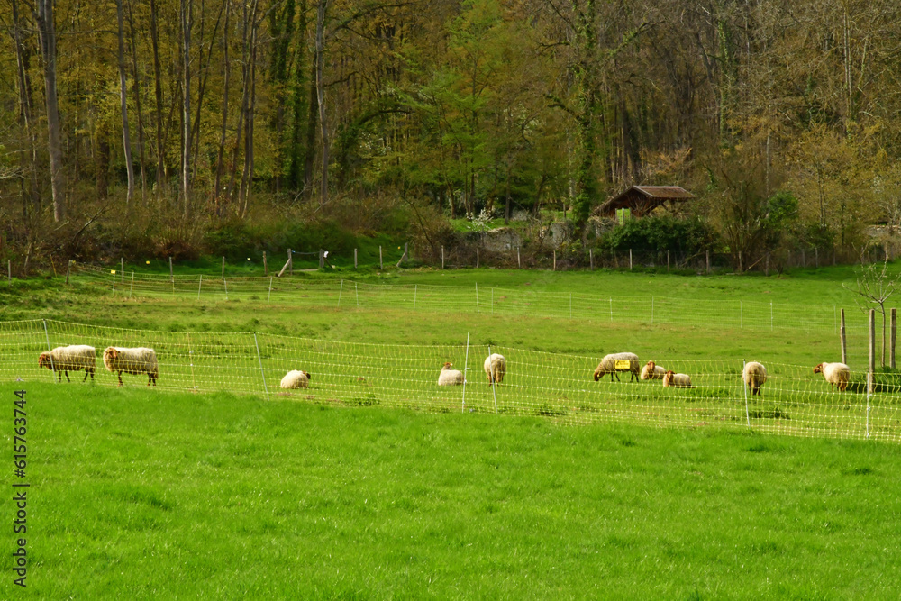 Jouy le Moutier, France - april 6 2023 : the Ecancourt farm