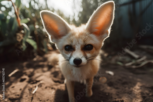 Life of the Fennec Fox in the Desert. Generative AI