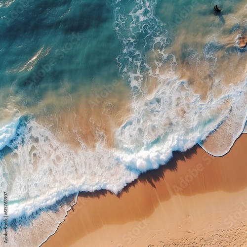 Captivating Coastal Serenity Aerial Glimpse of Tranquil Beach and Gentle Waves. Generative AI © Creative_studio