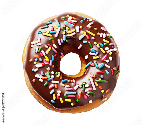 Canvas Print Сhocolate donut isolated on transparent background. PNG format