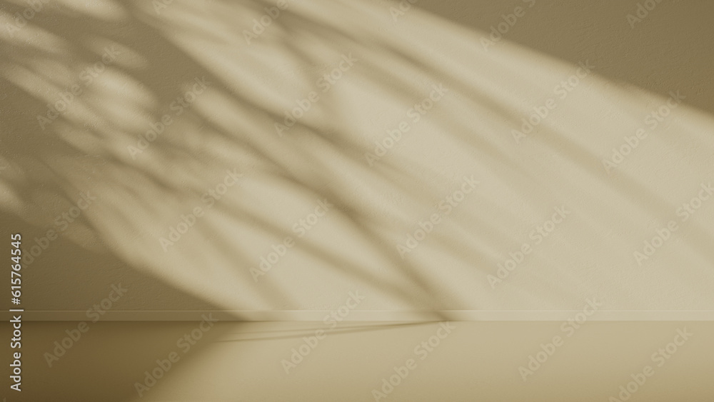 Obraz premium Artistic shadow from the window. 3d empty room. Presentation commercial product, mockup scene. 3d rendering