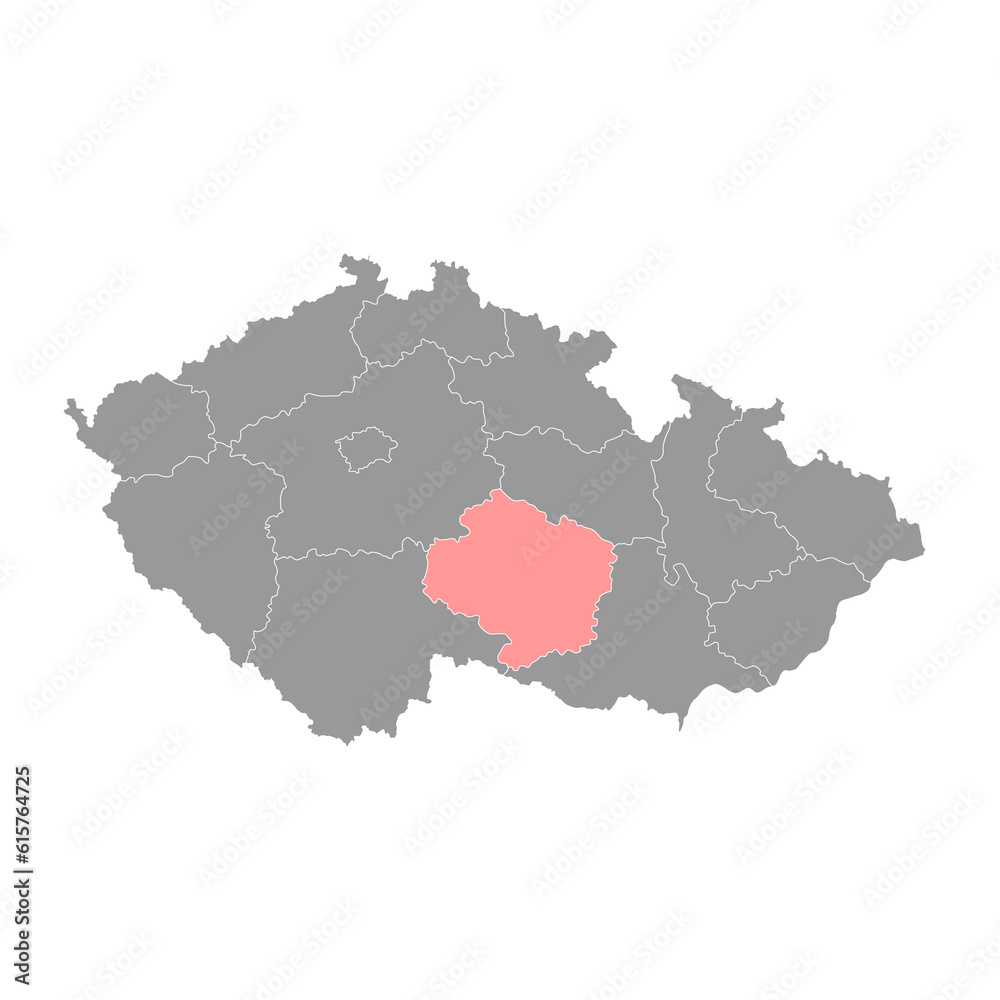 Vysocina region administrative unit of the Czech Republic. Vector illustration.