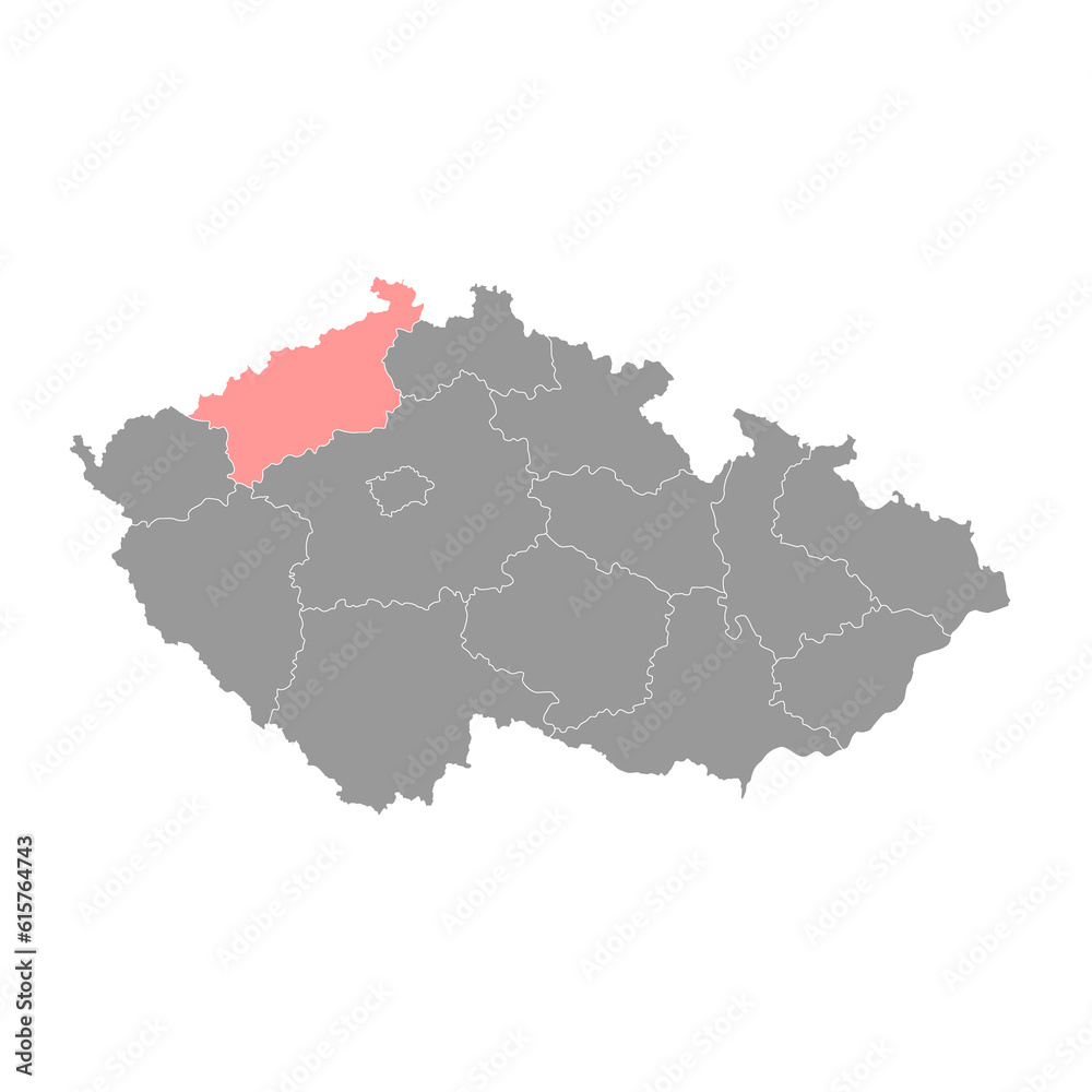 Usti nad Labem region or Ustecky region administrative unit of the Czech Republic. Vector illustration.