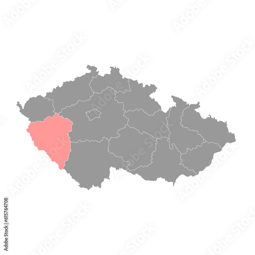 Plzen region administrative unit of the Czech Republic. Vector illustration.