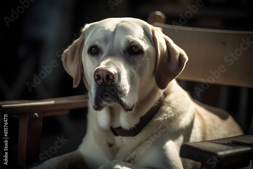 Labrador Dog Enjoying a Chair. Generative AI