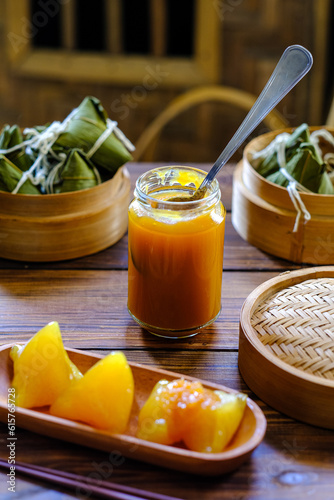 zongzi, kicang in bamboo basket photo