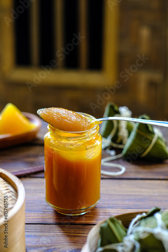 srikaya jam, selai srikaya made from yolk and coconut milk photo