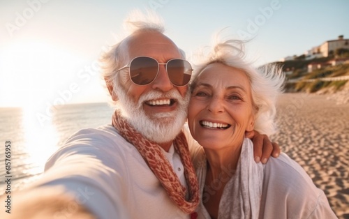 An elderly man and woman are going on vacation.