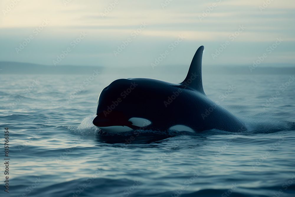 Naklejka premium Killer Whale in its Marine Realm. Generative AI